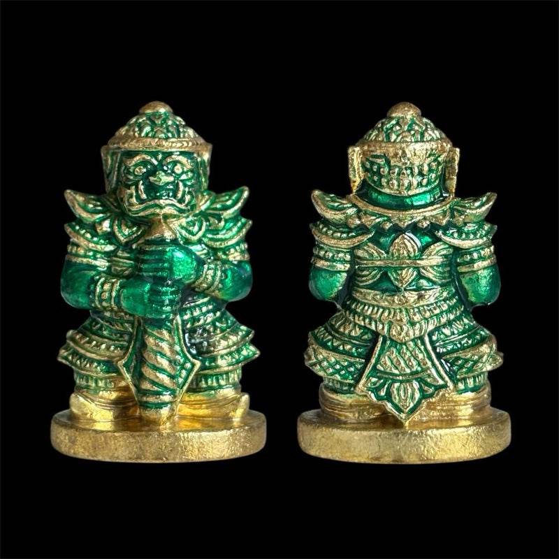 Thao Wessuwan Blessed Coin Protection Amulet by Luang Pho Vichit for Spiritual Safety ลงยาเขียว