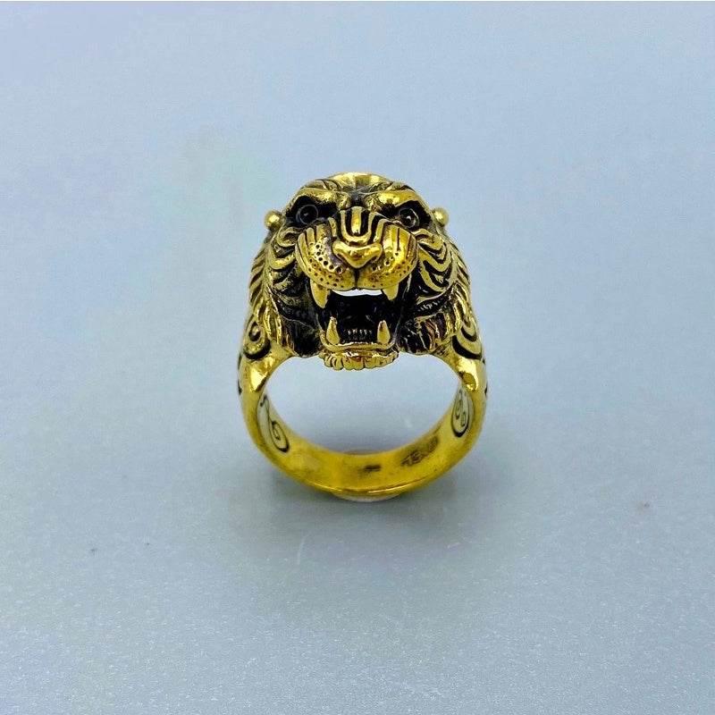 Tiger King Ring Amulet for Strength, Wealth, and Confidence เนื้อทองทิพย์ลงยาดำ