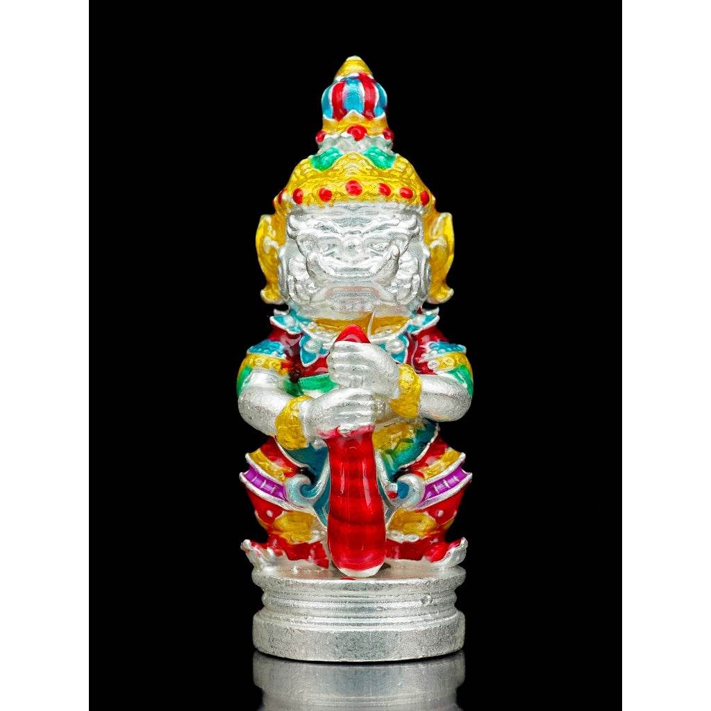 Thao Wessuwan Thai Amulet for Wealth and Prosperity - Blessed Protection กะไหล่เงิน ลงยา