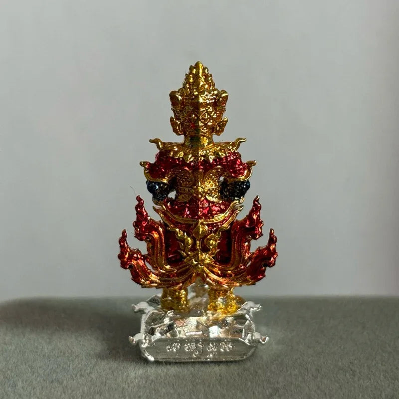 Thao Wessuwan Amulet Silver-Plated Enamel Edition | Wat Suthat Bangkok | Miracle of Life Foundation | 3 cm Cultural Collectible | Ready to Ship