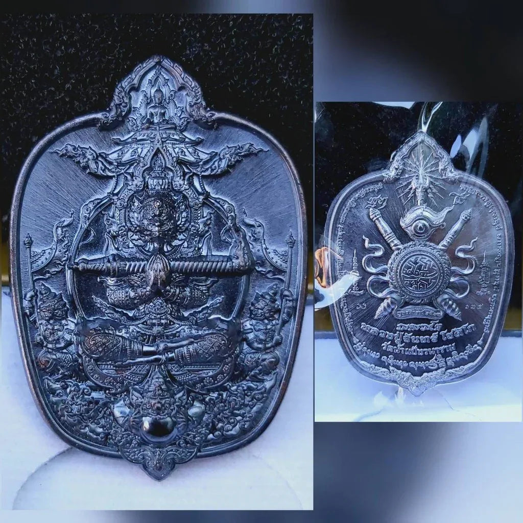 Thao Wessuwan Coin - Buy Authentic Thai Amulet for Spiritual Protection ทองแดงรมดำ