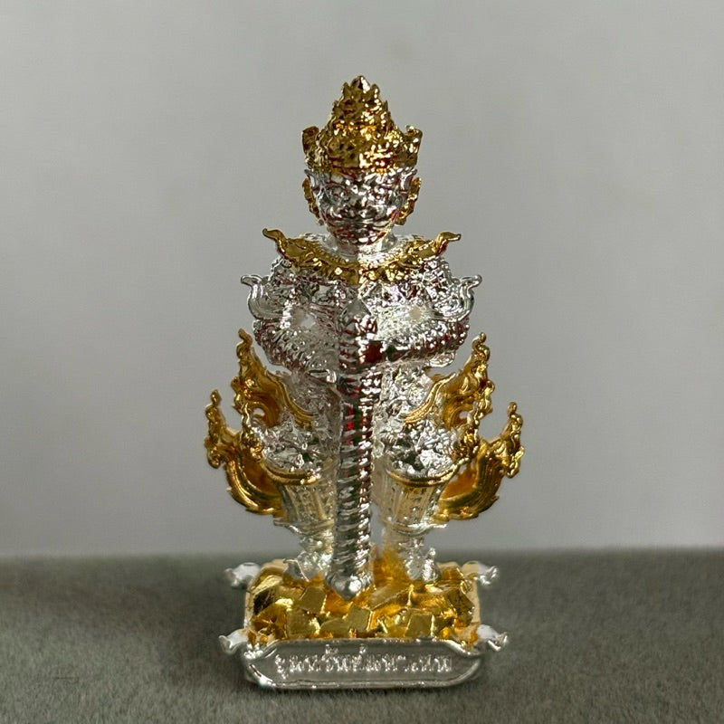 Thai Blessing Co Thao Wessuwan collectible amulet silver and gold statue with intricate detailing