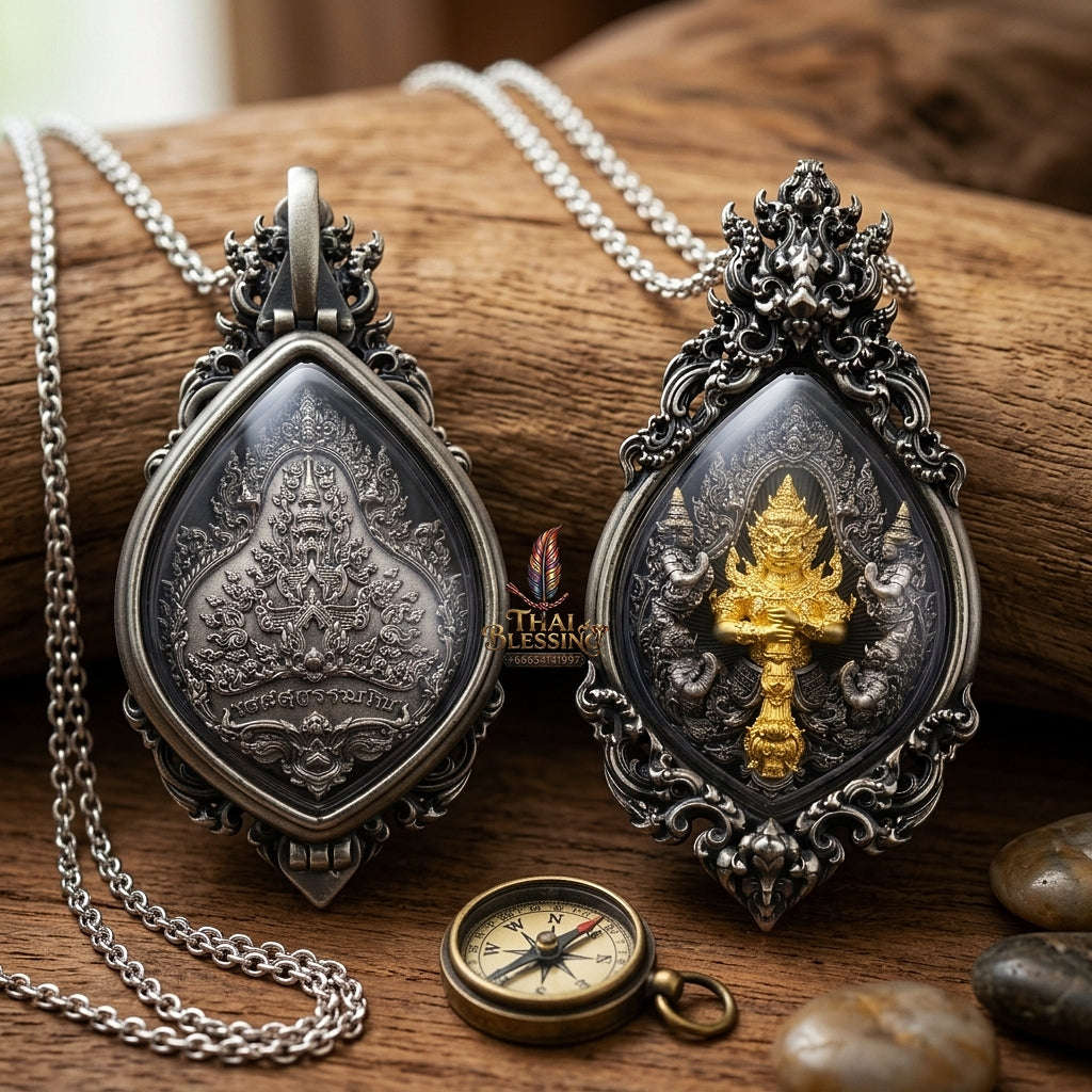 Thao Wessuwan Pendant Thai Amulet Protection talisman good luck charm spiritual jewelry Thai Blessing Co By RURUECHA