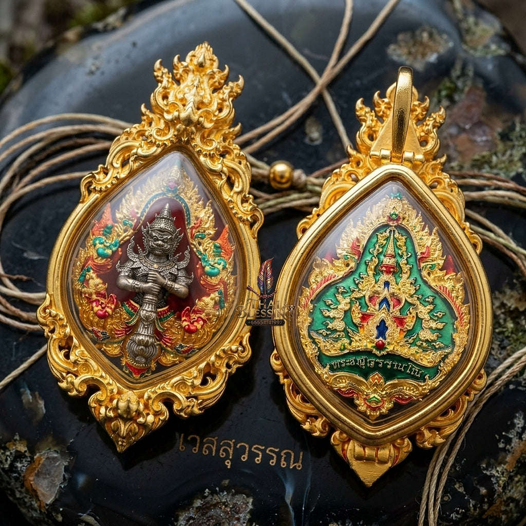 Thao Wessuwan Pendant Thai Amulet Protection talisman good luck charm spiritual jewelry Thai Blessing Co By RURUECHA