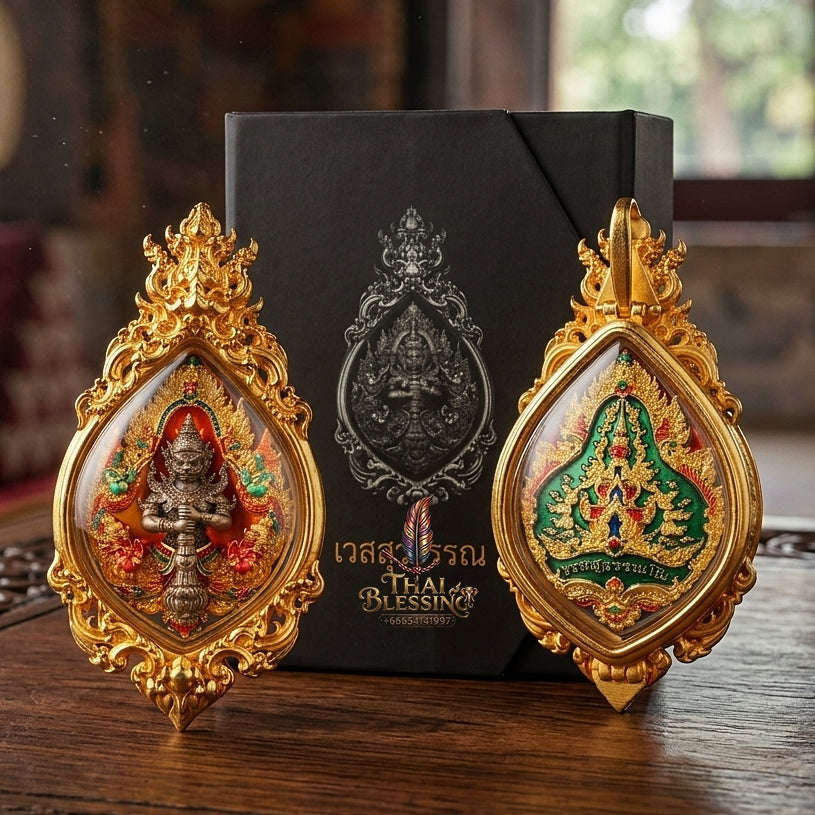 Thao Wessuwan Pendant Thai Amulet Protection talisman good luck charm spiritual jewelry Thai Blessing Co By RURUECHA
