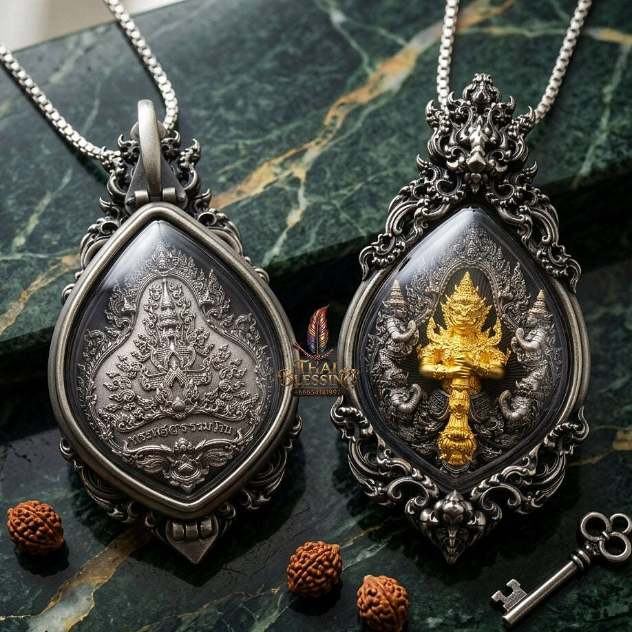 Thao Wessuwan Pendant Thai Amulet Protection talisman good luck charm spiritual jewelry Thai Blessing Co By RURUECHA