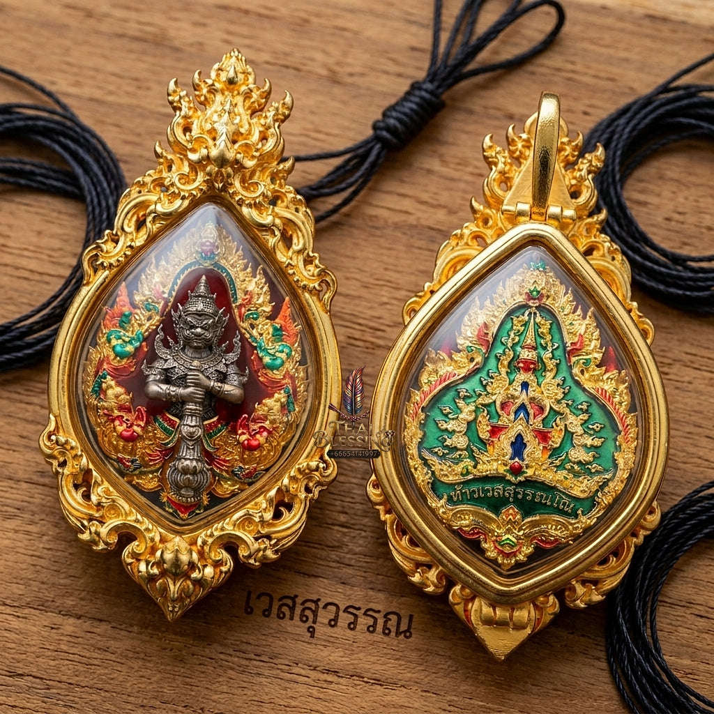 Thao Wessuwan Pendant Thai Amulet Protection talisman good luck charm spiritual jewelry Thai Blessing Co By RURUECHA