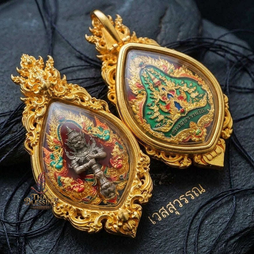 Thao Wessuwan Pendant Thai Amulet Protection talisman good luck charm spiritual jewelry Thai Blessing Co By RURUECHA