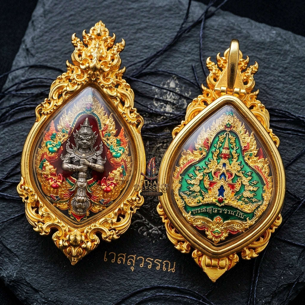 Thao Wessuwan Pendant Thai Amulet Protection talisman good luck charm spiritual jewelry Thai Blessing Co By RURUECHA