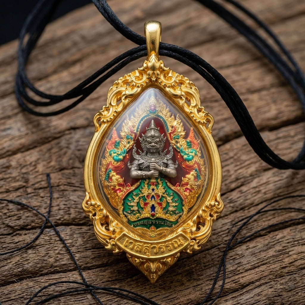 Thao Wessuwan Pendant Thai Amulet Protection talisman good luck charm spiritual jewelry Thai Blessing Co By RURUECHA