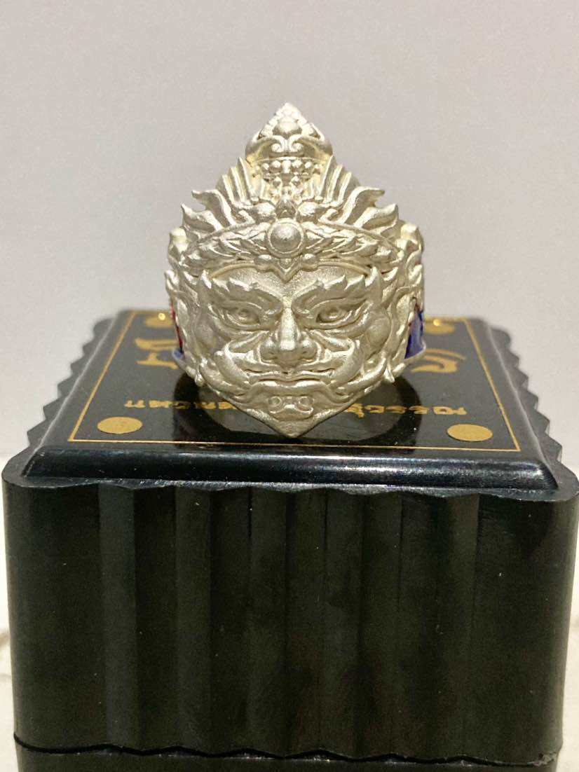 Thao Wessuwan protection ring in silver finish with intricate design and detailing for spiritual protection