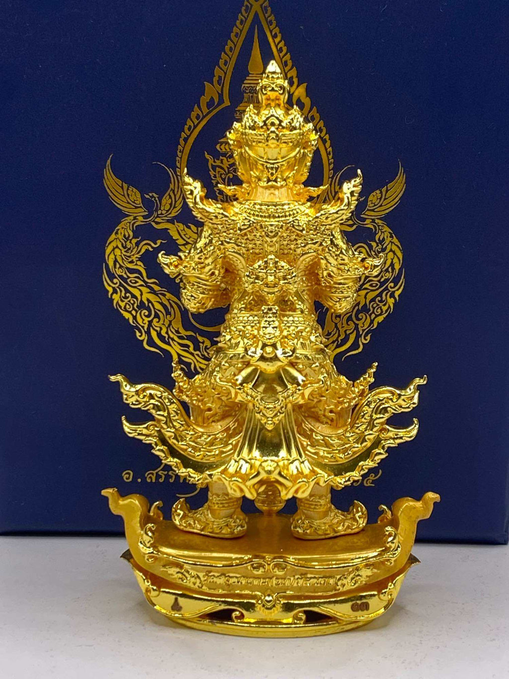 Thao Wessuwan statue in gold finish, an exquisite home decor piece for collectors and Thai art enthusiasts
