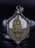 Thao Wessuwan Thai Amulet & Garuda Flag Medallion – Limited Edition Sacred Amulet Blessed by Luang Pu Chat, Wat Ban Poon Satin Yellow Bronze