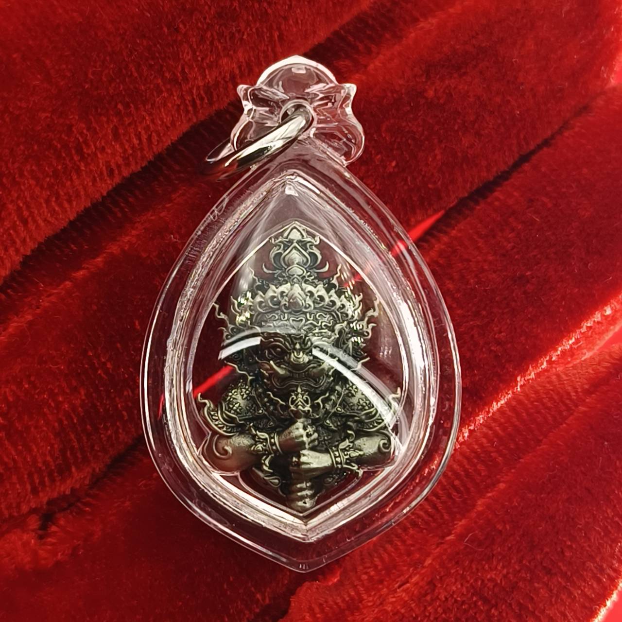 Thao Wessuwanno amulet encased in clear resin with intricate details for spiritual protection