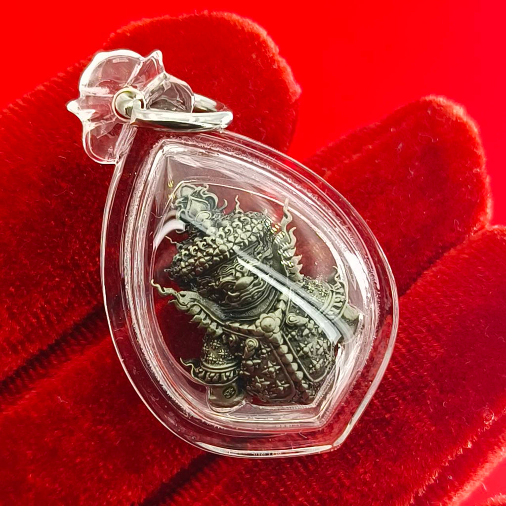 Thao Wessuwanno amulet encased in a protective pendant for spiritual blessings and protection