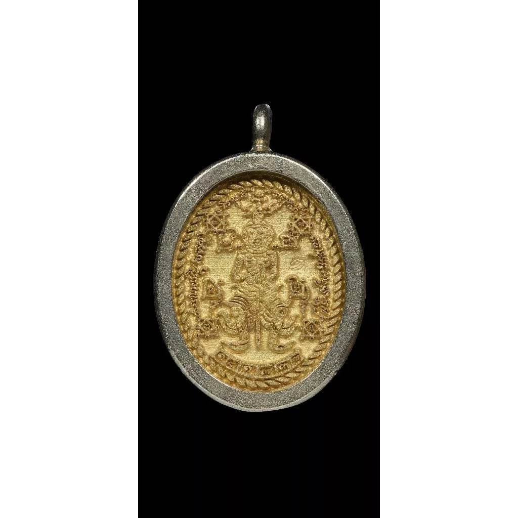 Thao Wetsuwan Amulet – Million Spells Gold Talai with Silver Frame | Blessed for Wealth, Power, and Protection | 2566 Edition