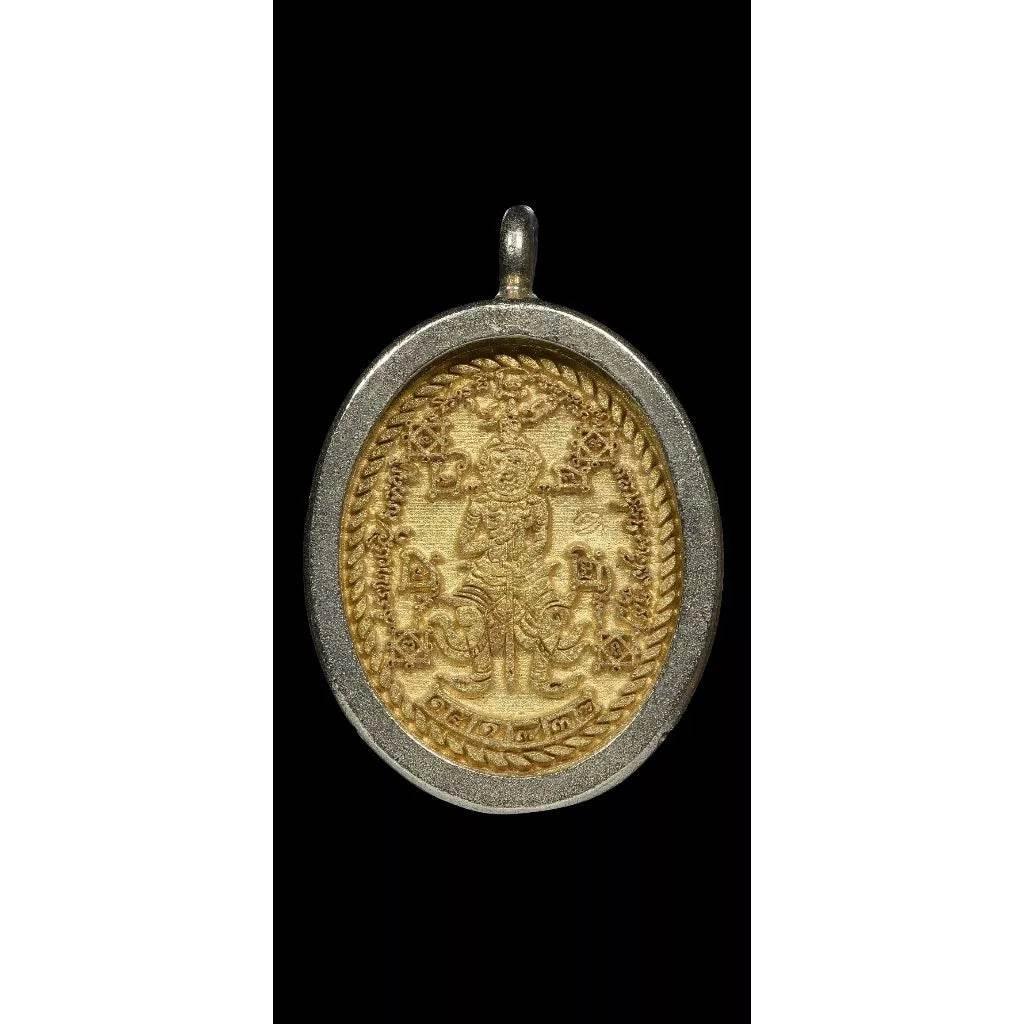 Thao Wetsuwan Amulet – Million Spells Gold Talai with Silver Frame | Blessed for Wealth, Power, and Protection | 2566 Edition
