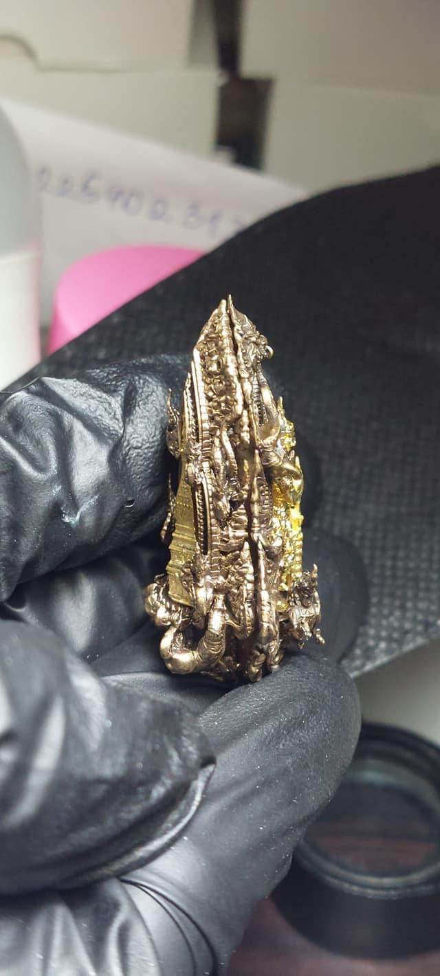 Thao Wetsuwan Coin Amulet - Bronze & Gold Plated Champa Flower Design | Blessed by Wat Phra That Phanom for Protection & Wealth