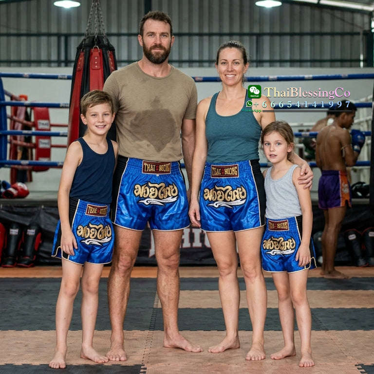 🏮 The Aero-Warrior: Premium Mesh-Tech Muay Thai Shorts – Breathable Side-Panel Satin Trunks, Advanced Ventilation Series, Handcrafted Export Grade for All Ages (Blue Muay Thai shorts)