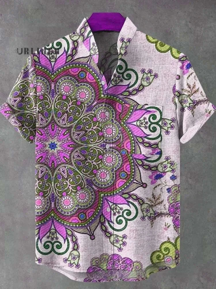 🌍 The Ancestral Modesty Heritage Edition: Premium Men’s Retro African Tribal Totem Shirt – High-Definition Digital Print, Breathable Organic Cotton-Linen Blend, and Sophisticated Modest Street-Trend Silhouette