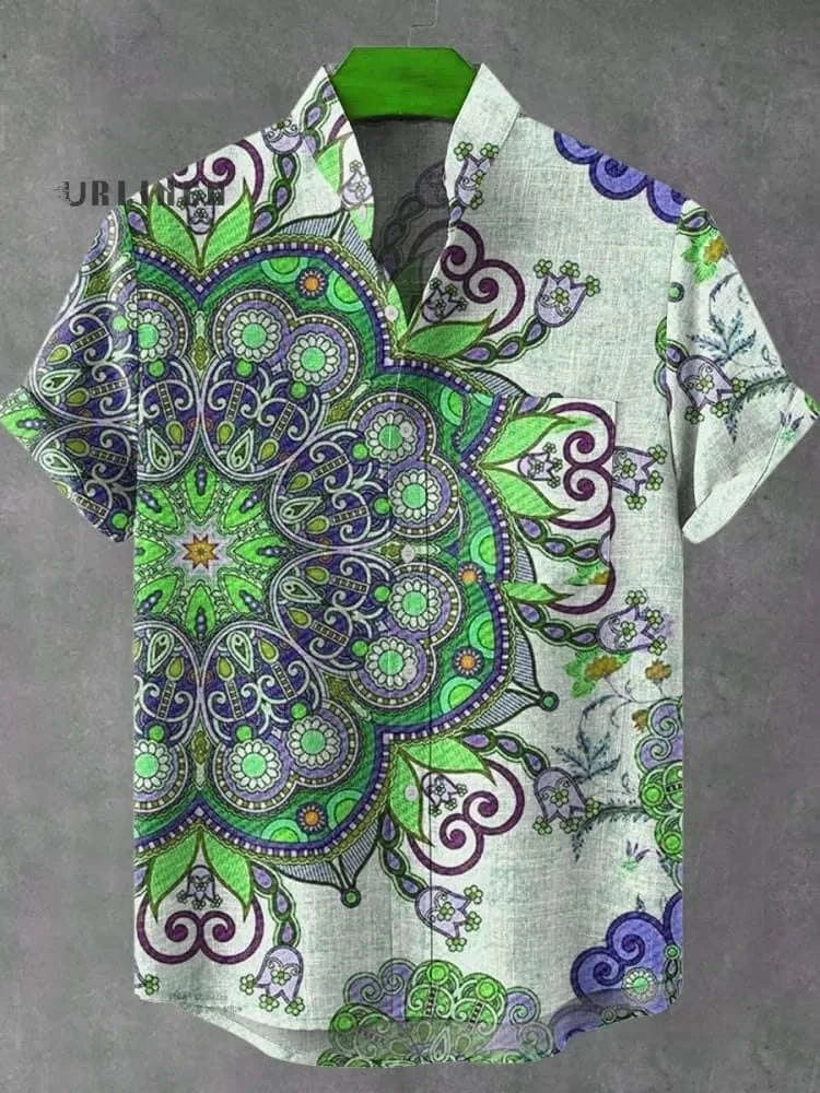🌍 The Ancestral Modesty Heritage Edition: Premium Men’s Retro African Tribal Totem Shirt – High-Definition Digital Print, Breathable Organic Cotton-Linen Blend, and Sophisticated Modest Street-Trend Silhouette SFQQQD1224