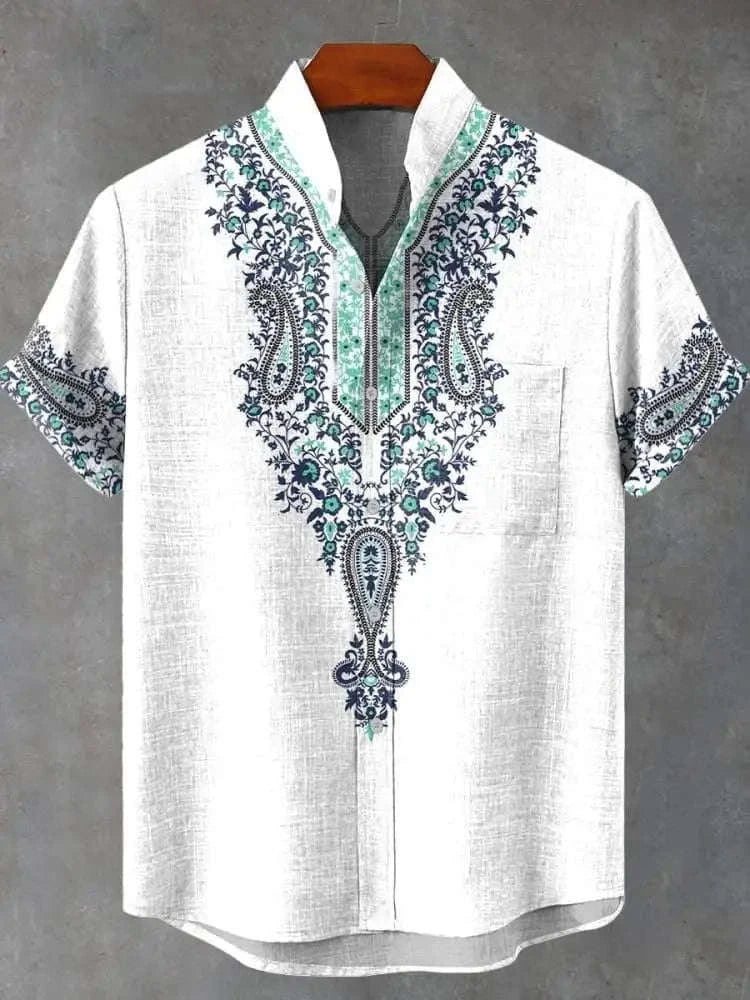 🌍 The Ancestral Modesty Heritage Edition: Premium Men’s Retro African Tribal Totem Shirt – High-Definition Digital Print, Breathable Organic Cotton-Linen Blend, and Sophisticated Modest Street-Trend Silhouette SFQQQD1227