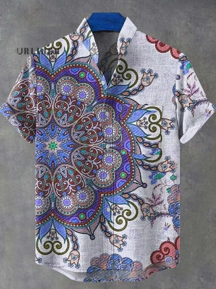 🌍 The Ancestral Modesty Heritage Edition: Premium Men’s Retro African Tribal Totem Shirt – High-Definition Digital Print, Breathable Organic Cotton-Linen Blend, and Sophisticated Modest Street-Trend Silhouette