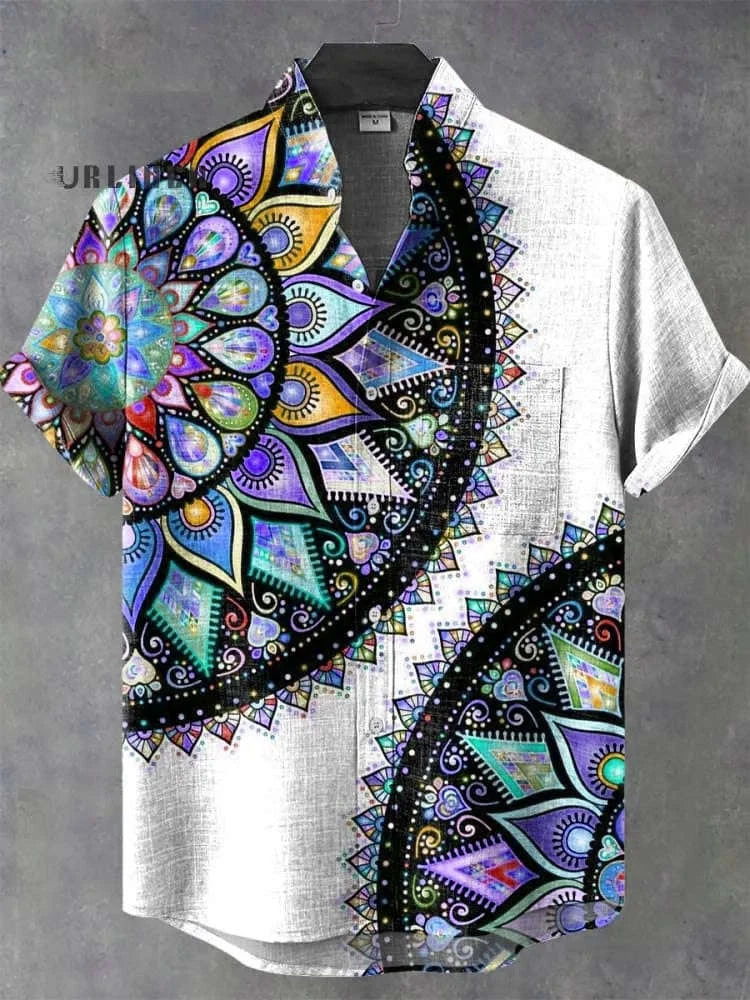 🌍 The Ancestral Modesty Heritage Edition: Premium Men’s Retro African Tribal Totem Shirt – High-Definition Digital Print, Breathable Organic Cotton-Linen Blend, and Sophisticated Modest Street-Trend Silhouette