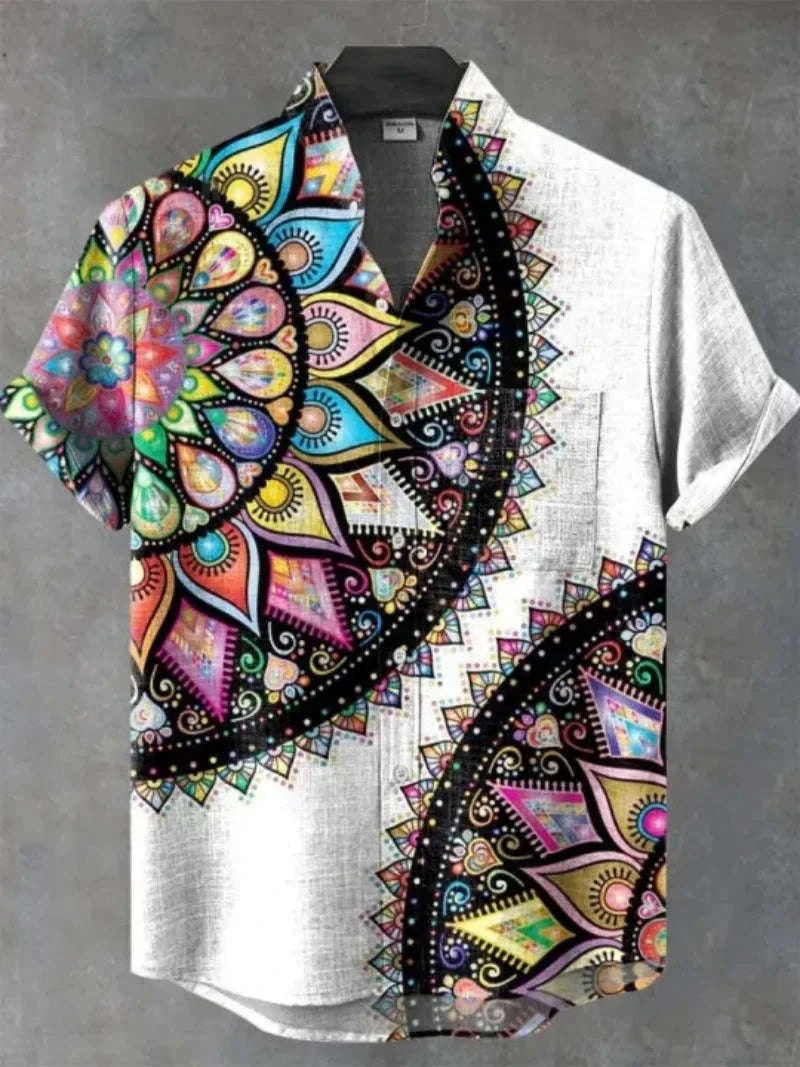 🌍 The Ancestral Modesty Heritage Edition: Premium Men’s Retro African Tribal Totem Shirt – High-Definition Digital Print, Breathable Organic Cotton-Linen Blend, and Sophisticated Modest Street-Trend Silhouette