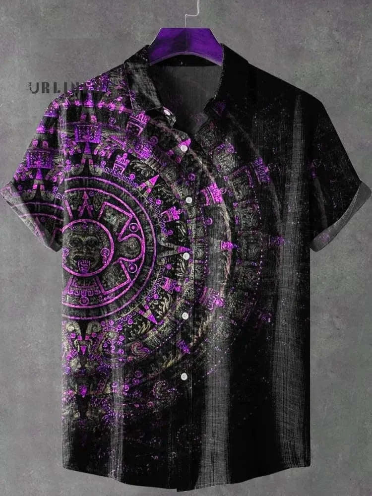 🌍 The Ancestral Totem Heritage Edition: Premium Men’s Retro African Tribal Shirt – High-Definition Digital Print, Breathable Organic Cotton-Linen Blend, and Sophisticated Street-Trend Button-Down SFQQQD1135