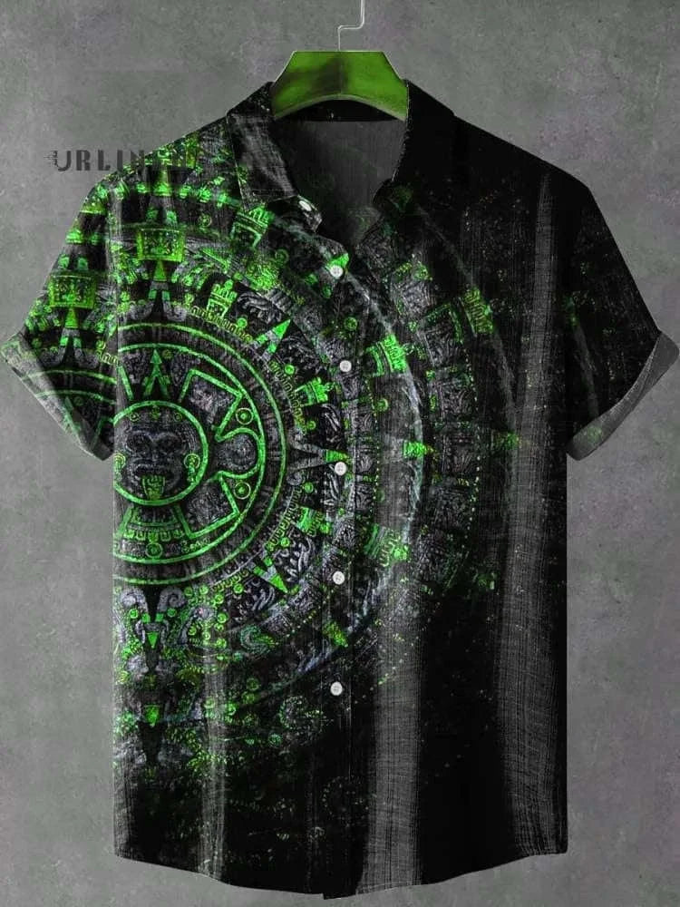 🌍 The Ancestral Totem Heritage Edition: Premium Men’s Retro African Tribal Shirt – High-Definition Digital Print, Breathable Organic Cotton-Linen Blend, and Sophisticated Street-Trend Button-Down SFQQQD1134