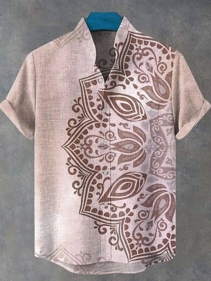 🌍 The Ancestral Totem Heritage Edition: Premium Men’s Retro African Tribal Shirt – High-Definition Digital Print, Breathable Organic Cotton-Linen Blend, and Sophisticated Street-Trend Button-Down