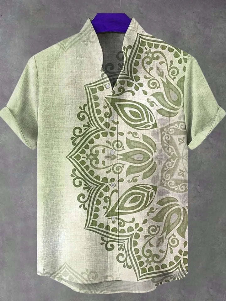 🌍 The Ancestral Totem Heritage Edition: Premium Men’s Retro African Tribal Shirt – High-Definition Digital Print, Breathable Organic Cotton-Linen Blend, and Sophisticated Street-Trend Button-Down