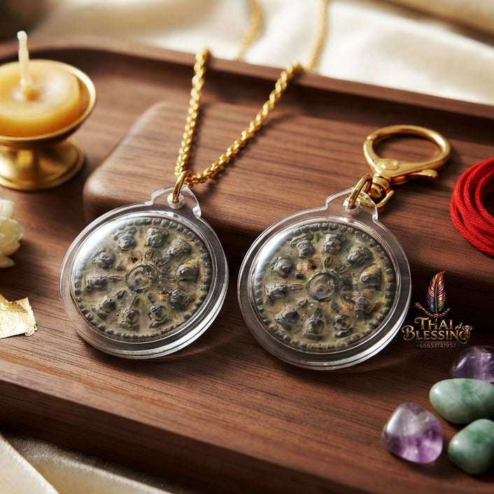 ✨ [The Ancient Circle of Endless Prosperity] Sacred "Phra Ngop Nam Aoi" (Circular Buddha Array) – Master-Blessed by Luang Pu Rue-Si Narot, Wat Phra Non (2015) Thai Blessing Co By RURUECHA