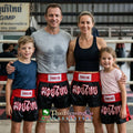 🥊The Apex Striker: Premium Side-Striped Muay Thai Shorts – Authentic Kanok Embroidered Satin Trunks, Quick-Dry Double-Layered Export Grade for Adults and Kids (Black Muay Thai shorts)
