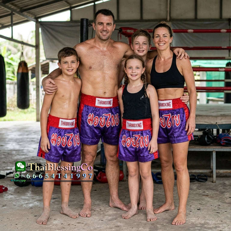 🥊The Apex Striker: Premium Side-Striped Muay Thai Shorts – Authentic Kanok Embroidered Satin Trunks, Quick-Dry Double-Layered Export Grade for Adults and Kids (Purple Muay Thai shorts)