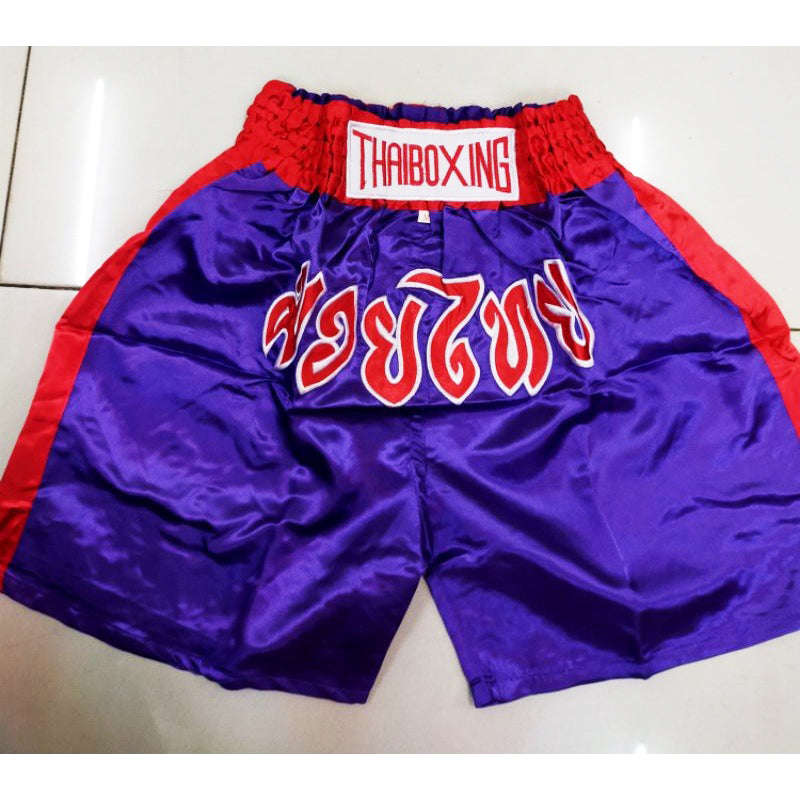 🥊The Apex Striker: Premium Side-Striped Muay Thai Shorts – Authentic Kanok Embroidered Satin Trunks, Quick-Dry Double-Layered Export Grade for Adults and Kids (Purple Muay Thai shorts)