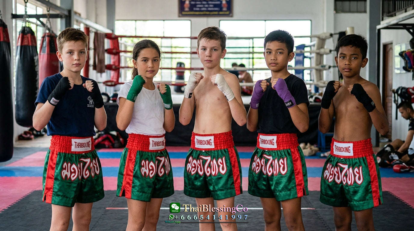 🥊The Apex Striker: Premium Side-Striped Muay Thai Shorts – Authentic Kanok Embroidered Satin Trunks, Quick-Dry Double-Layered Export Grade for Adults and Kids