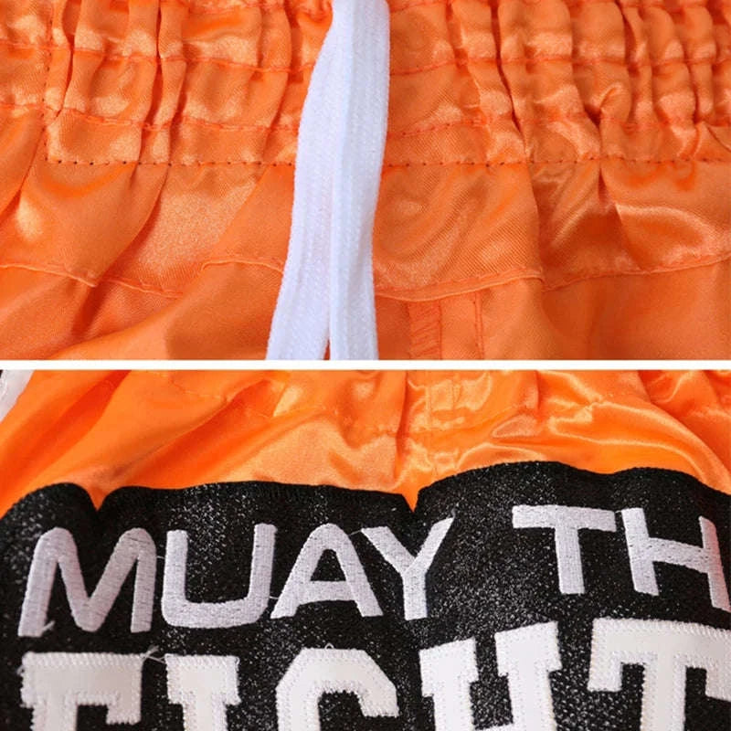 🥊The Apex Warrior Muay Thai Shorts: Professional Combat Performance Trunks – High-Definition Embroidery, Breathable Satin-Polyester, Custom Name/Logo Support, and Traditional Wide-Waistband Fit for Men, Women, and Kids