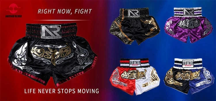 🥊The Apex Warrior Muay Thai Shorts: Professional Combat Performance Trunks – High-Definition Embroidery, Breathable Satin-Polyester, Custom Name/Logo Support, and Traditional Wide-Waistband Fit for Men, Women, and Kids