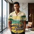 The Azure Horizon Premium Men's Seaside Holiday Hawaiian Shirt - High-Definition Tropical Floral Graphic Loose-Fit Handsome Silhouette Trousers Accent Shirt, Breathable Summer Beach Camisa Urban Short-Sleeve Apparel Thai Blessing Co By RURUECHA