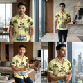 The Azure Horizon Premium Men's Seaside Holiday Hawaiian Shirt - High-Definition Tropical Floral Graphic Loose-Fit Handsome Silhouette Trousers Accent Shirt, Breathable Summer Beach Camisa Urban Short-Sleeve Apparel Thai Blessing Co By RURUECHA