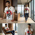 The Bamboo-Zen Anime Edition Premium Unisex Bamboo-Linen V-Neck Shirt - High-Definition Anime Feline Character Print Ultra-Breathable Eco-Fiber Blend Spring Summer Casual Button-Down Apparel Thai Blessing Co By RURUECHA