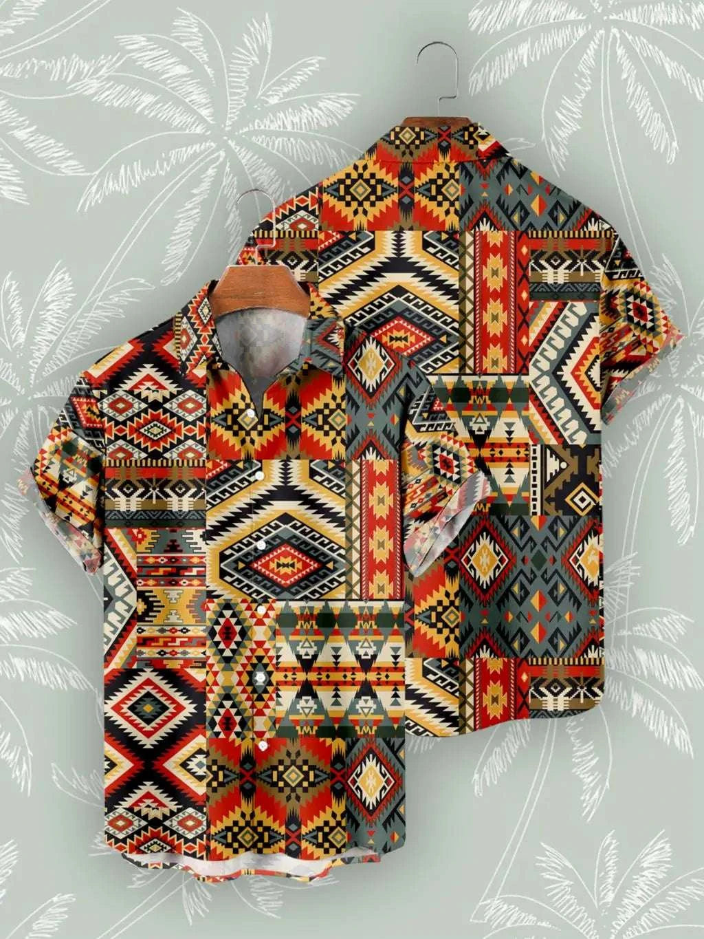 🌍 The Bohemian African Tribe 3D Masterpiece: Premium Men's Retro Short-Sleeve Shirt – High-Definition Tribal Graphic Print, Breathable Summer Beach Fabric, and Sophisticated Oversized Social Silhouette
