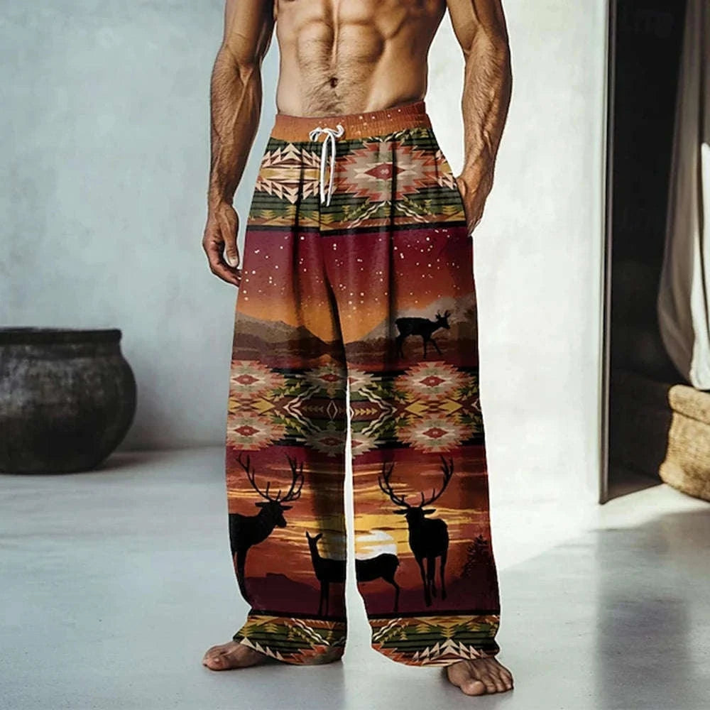 ✨ The Bohemian Nomad 3D Masterpiece: Premium Men's Loose-Fit Ethnic Print Pants – Hyper-Realistic Tribal Graphics, Breathable Quick-Dry Fabric, and Ultimate Beach-to-Street Versatility D16P202552017334