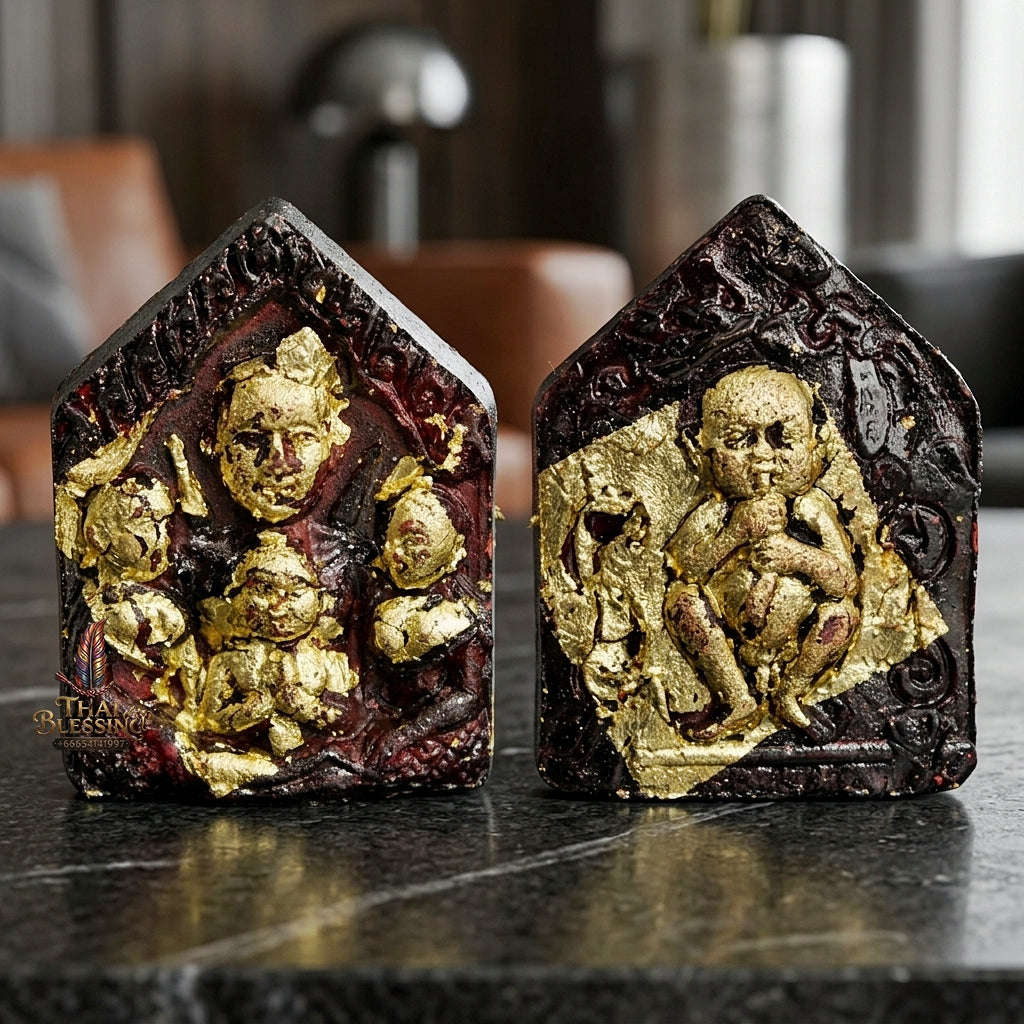 💥 THE BURIRAM FOREST-SANCTUARY MASTERPIECE OF GOLD-COVERED PHRAI-KUMAR SEDUCTION & WEALTH: THE LUANG PHO KHONG DET KHUNPHAEN PHRAI KUMAR ROI CHAI (GOLD-FOILED CHARM HERB EDITION, BE 2560)! Thai Blessing Co By RURUECHA
