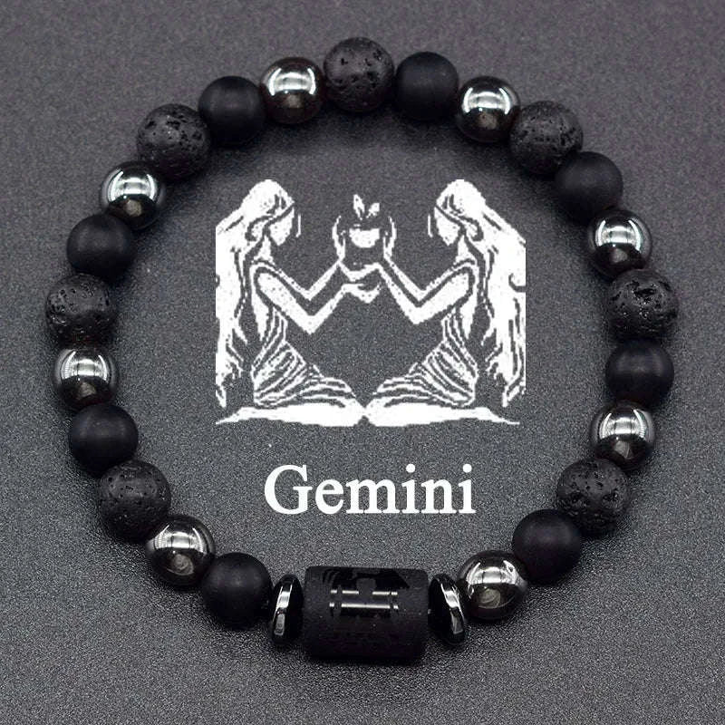 🌌 The "Celestial Identity" 12 Constellation Bracelet: Zodiac Charm & Personality Talisman (Unisex) 5 Gemini 8mm Beads