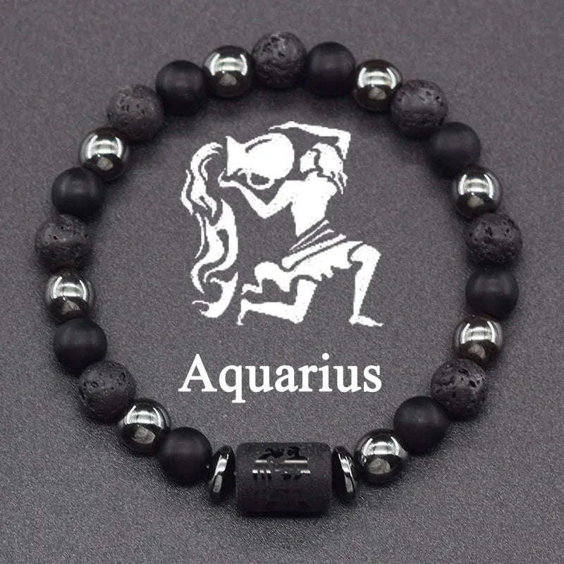 🌌 The "Celestial Identity" 12 Constellation Bracelet: Zodiac Charm & Personality Talisman (Unisex) 13 Aquarius 8mm Beads