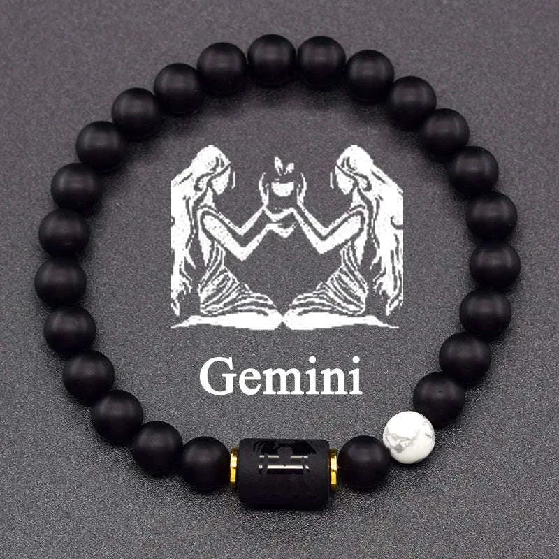 🌌 The "Celestial Identity" 12 Constellation Bracelet: Zodiac Charm & Personality Talisman (Unisex) 39 Geimini 8mm Beads