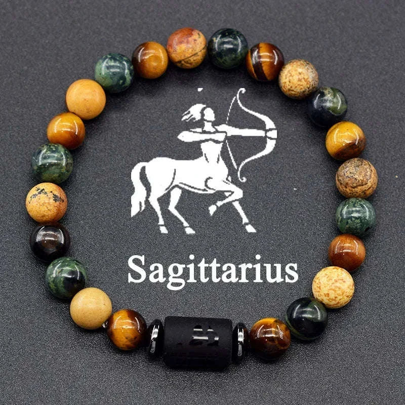 🌌 The "Celestial Identity" 12 Constellation Bracelet: Zodiac Charm & Personality Talisman (Unisex) 20 Sagittarius 8mm Beads
